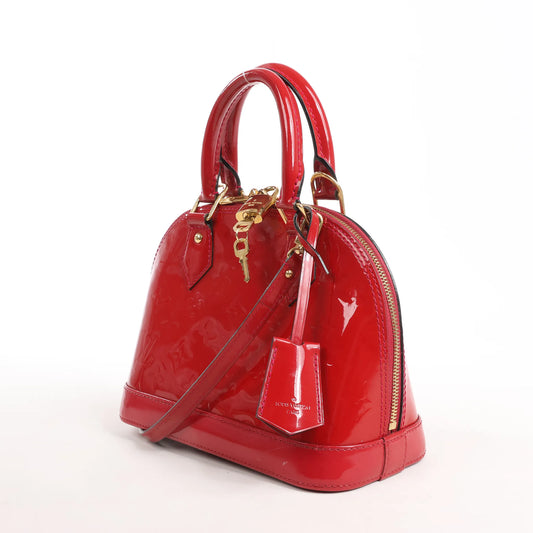 Louis Vuitton Alma BB Monogram Vernis 2Way Handbag in Red M90174