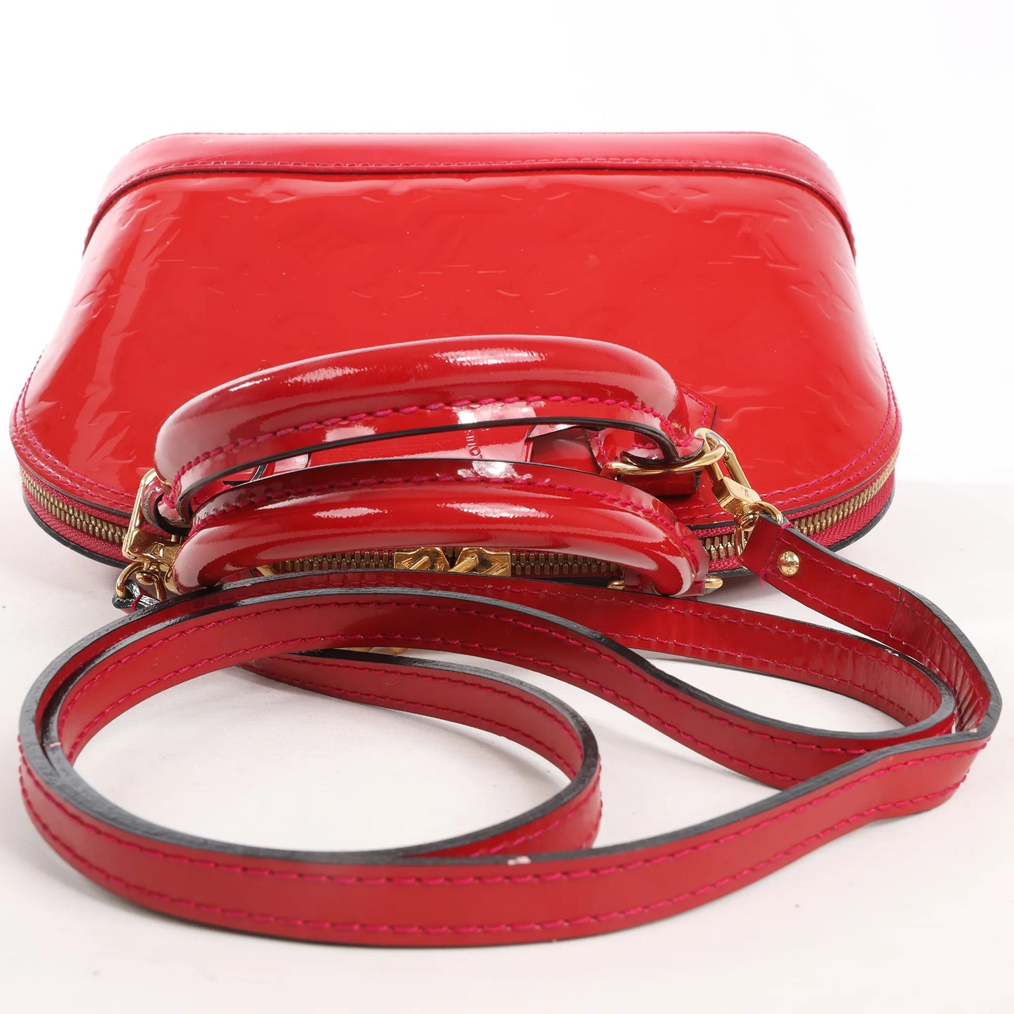 Louis Vuitton Alma BB Monogram Vernis 2Way Handbag in Red M90174