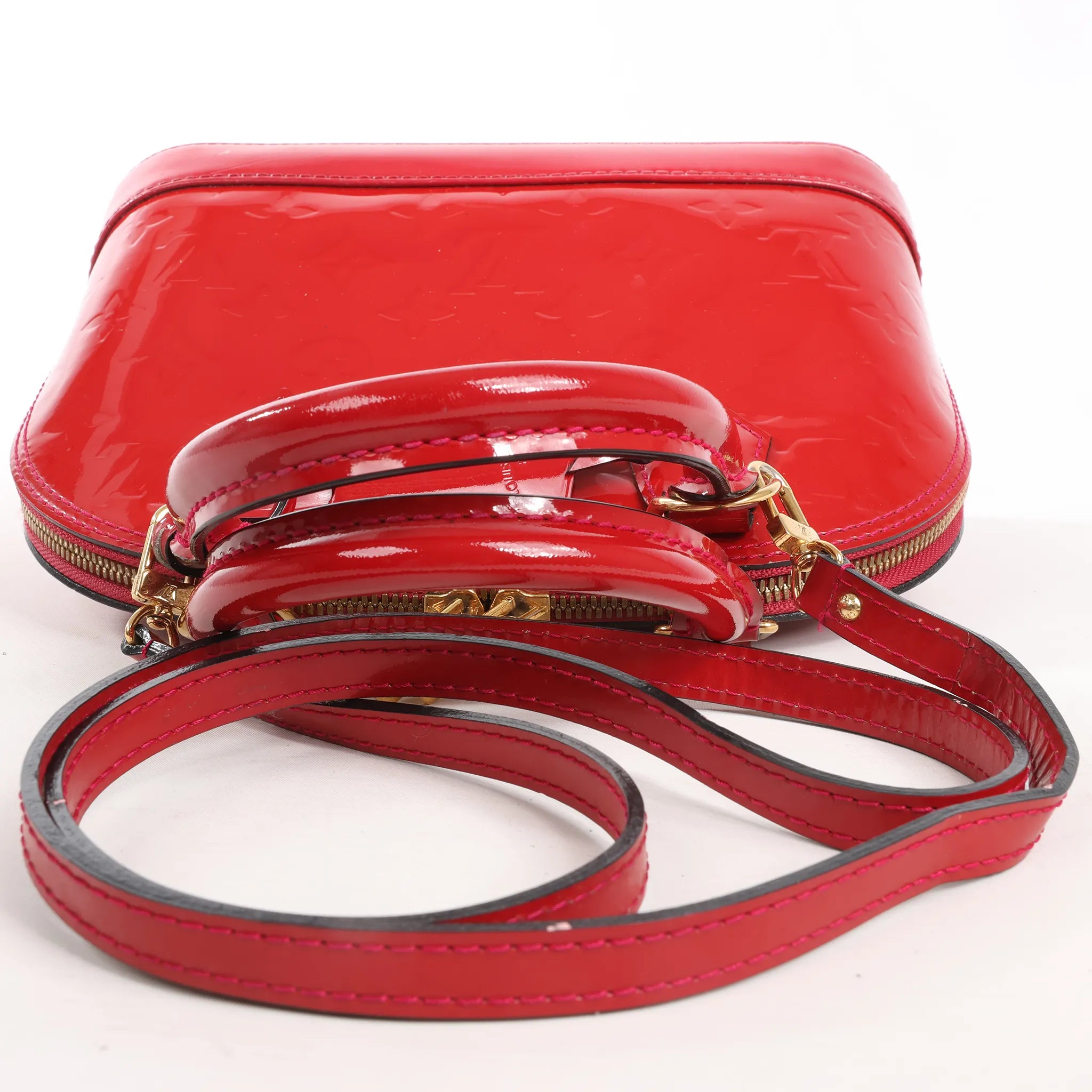 Louis Vuitton Alma BB Monogram Vernis 2Way Handbag in Red M90174