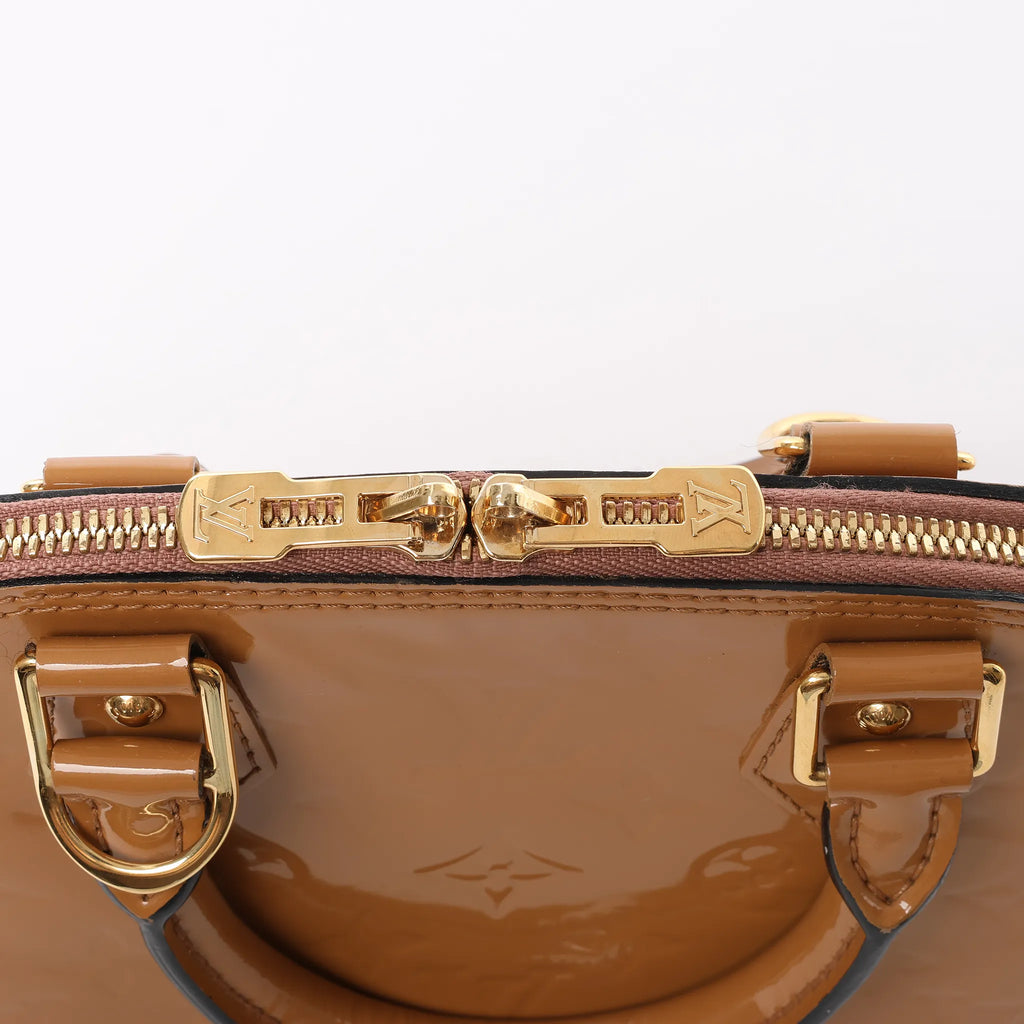 Louis Vuitton Alma BB Monogram Vernis 2Way Handbag in Brown M91585