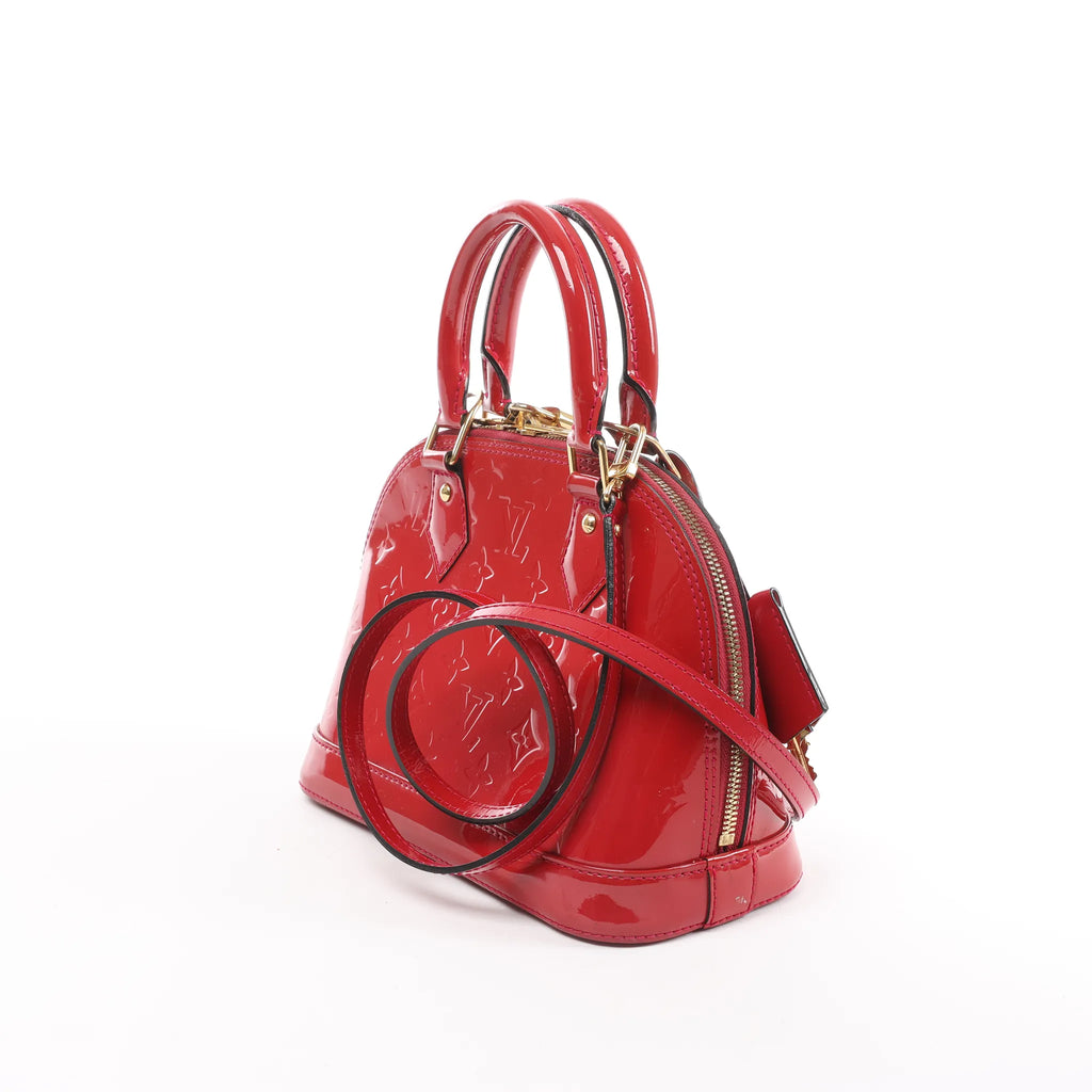 Louis Vuitton Alma BB Monogram Vernis 2Way Handbag in Red M91606