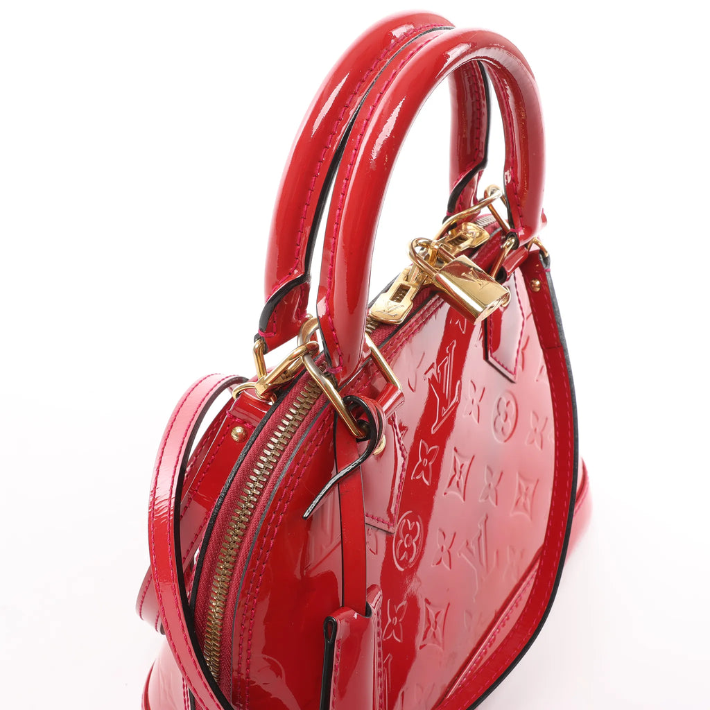 Louis Vuitton Alma BB Monogram Vernis 2Way Handbag in Red M91606