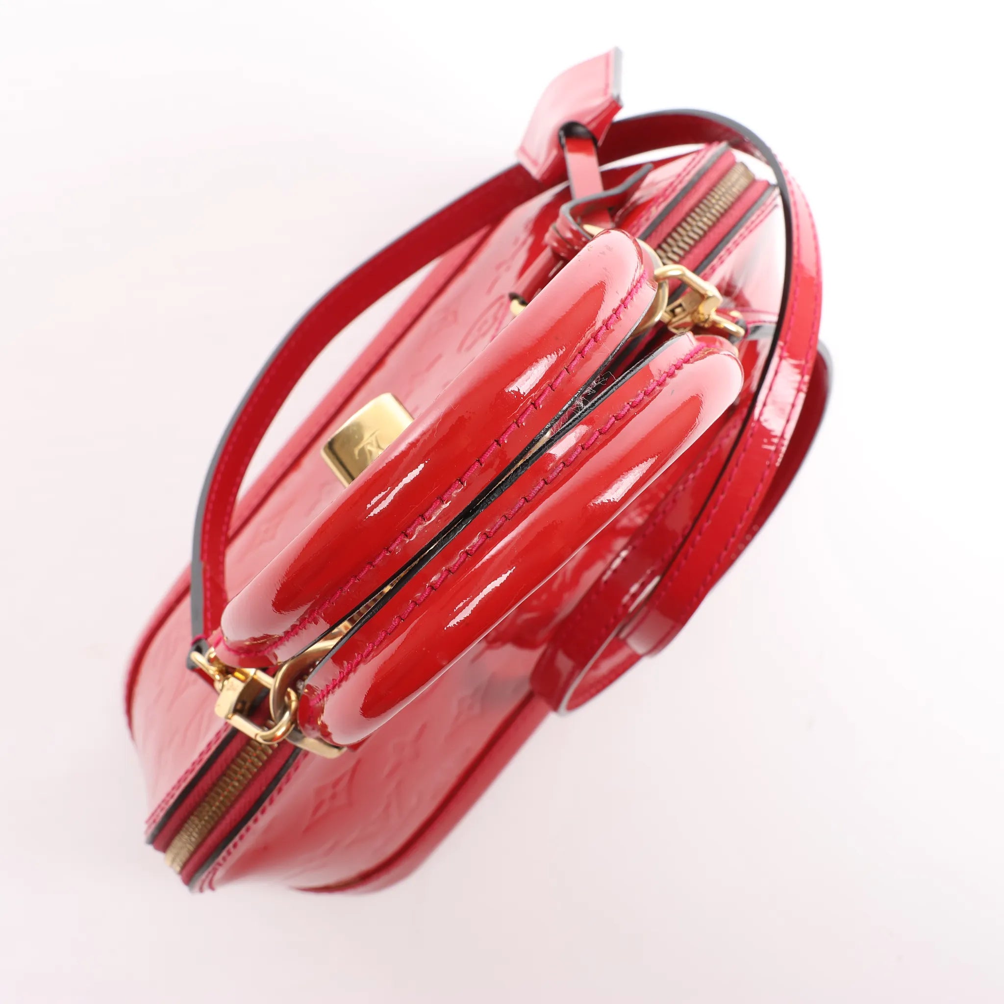 Louis Vuitton Alma BB Monogram Vernis 2Way Handbag in Red M91606