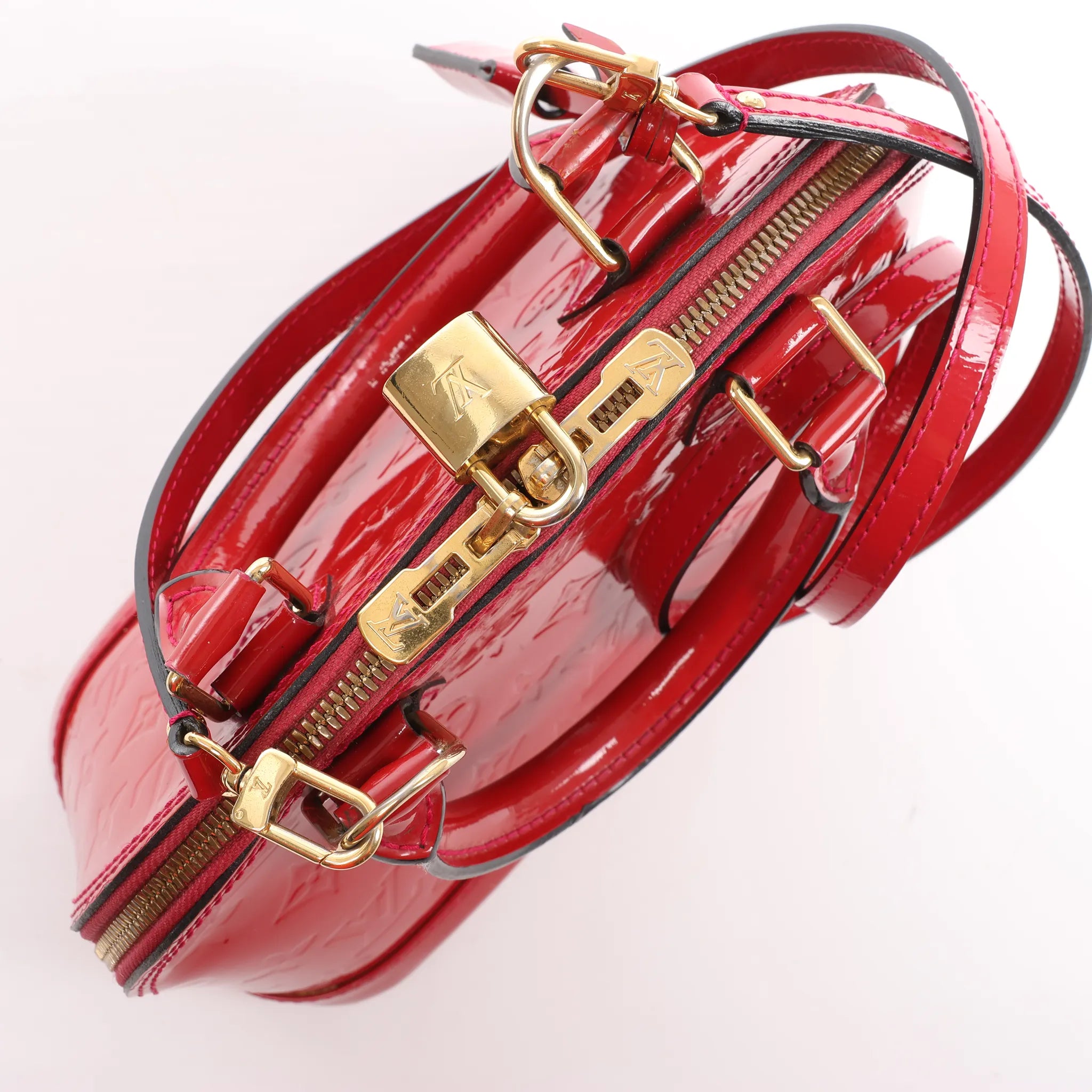 Louis Vuitton Alma BB Monogram Vernis 2Way Handbag in Red M91606