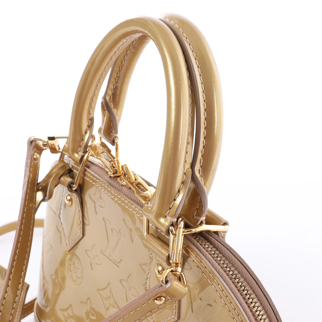 Louis Vuitton Alma BB Monogram Vernis 2Way Handbag in Gold M91677