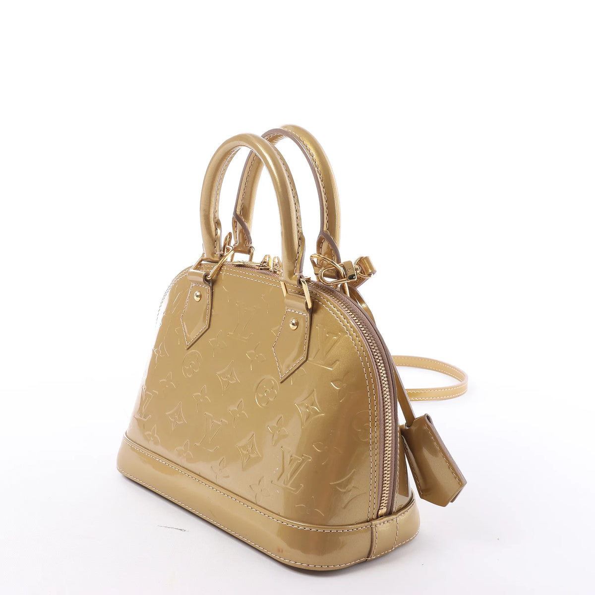 Louis Vuitton Alma BB Monogram Vernis 2Way Handbag in Gold M91677