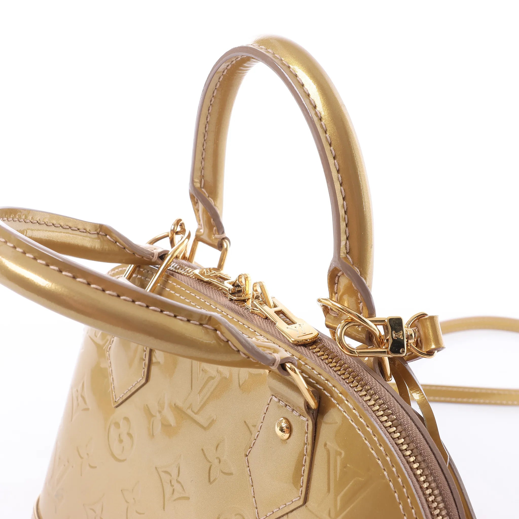 Louis Vuitton Alma BB Monogram Vernis 2Way Handbag in Gold M91677