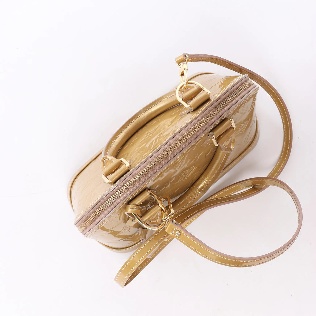 Louis Vuitton Alma BB Monogram Vernis 2Way Handbag in Gold M91677
