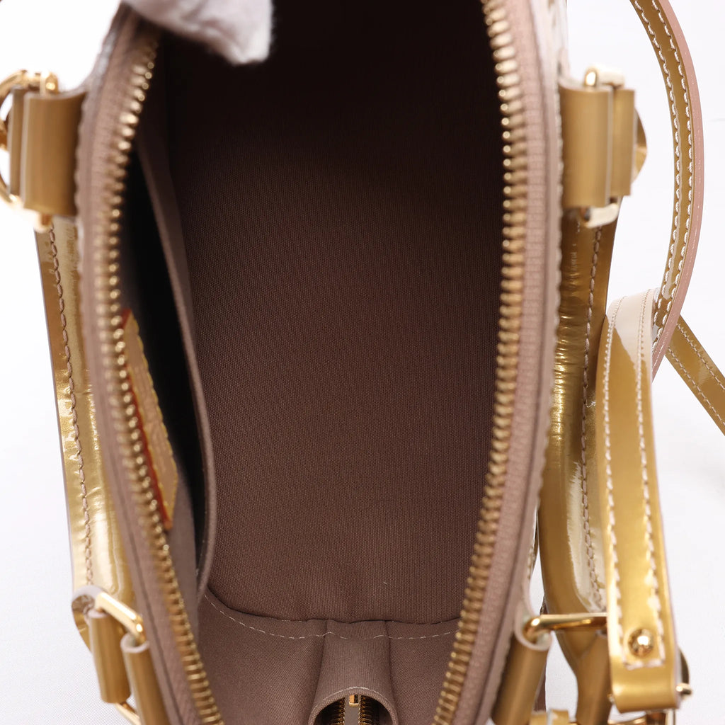 Louis Vuitton Alma BB Monogram Vernis 2Way Handbag in Gold M91677
