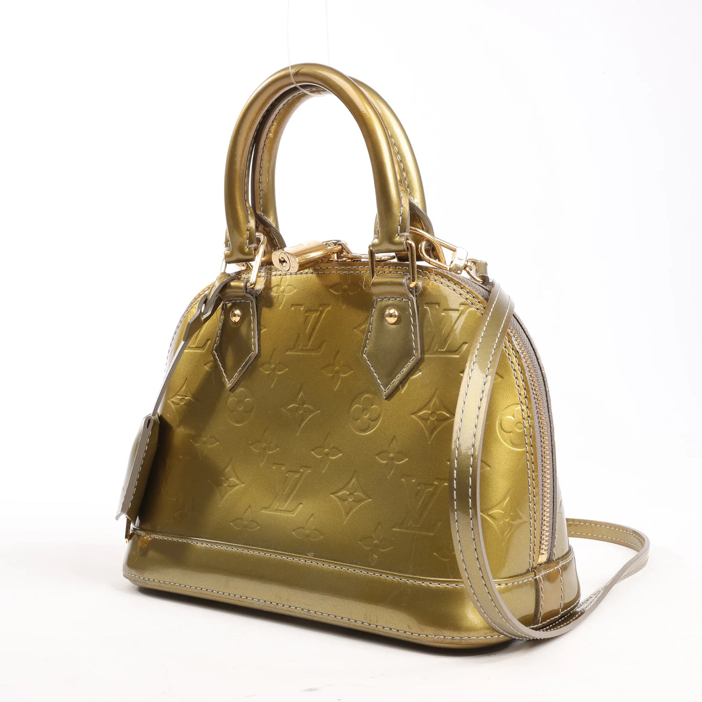 Louis Vuitton Alma BB Monogram Vernis 2Way Handbag in Gold M91677