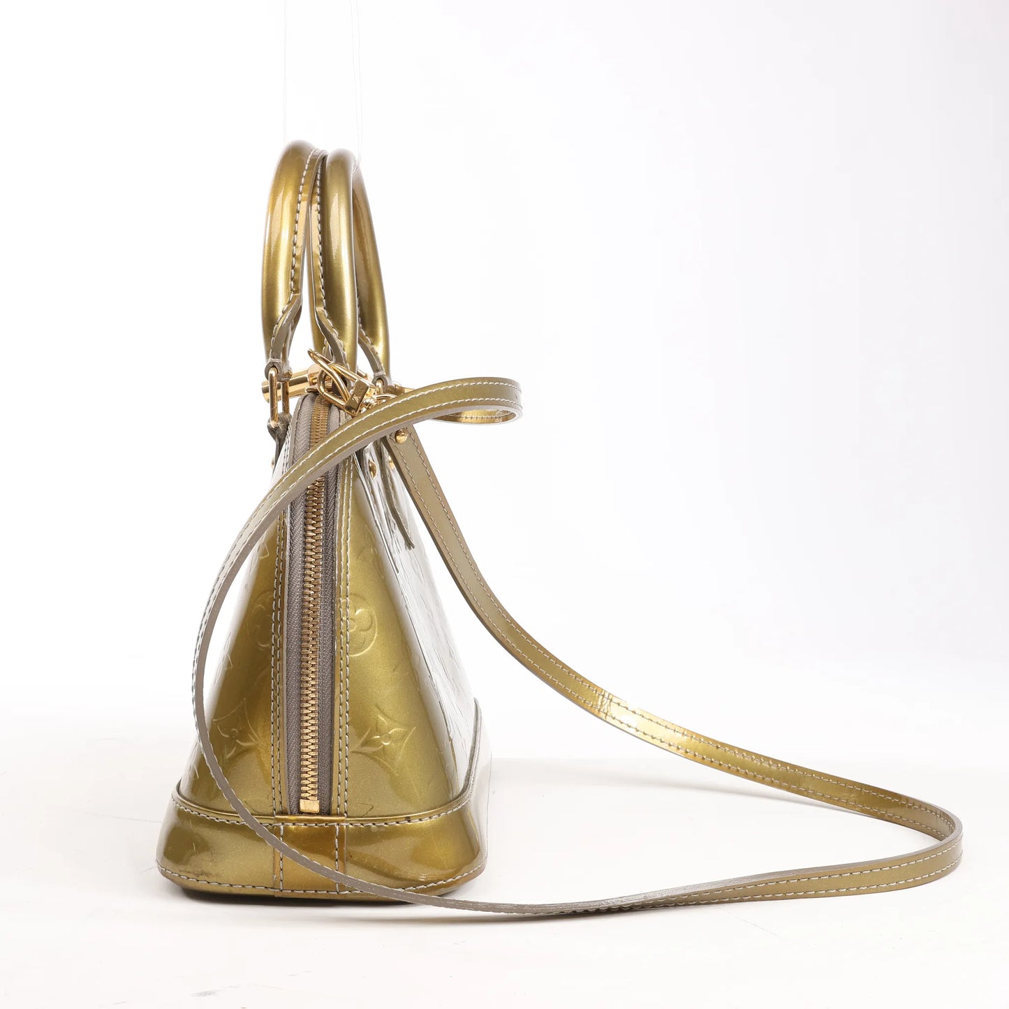 Louis Vuitton Alma BB Monogram Vernis 2Way Handbag in Gold M91677