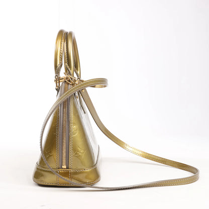 Louis Vuitton Alma BB Monogram Vernis 2Way Handbag in Gold M91677