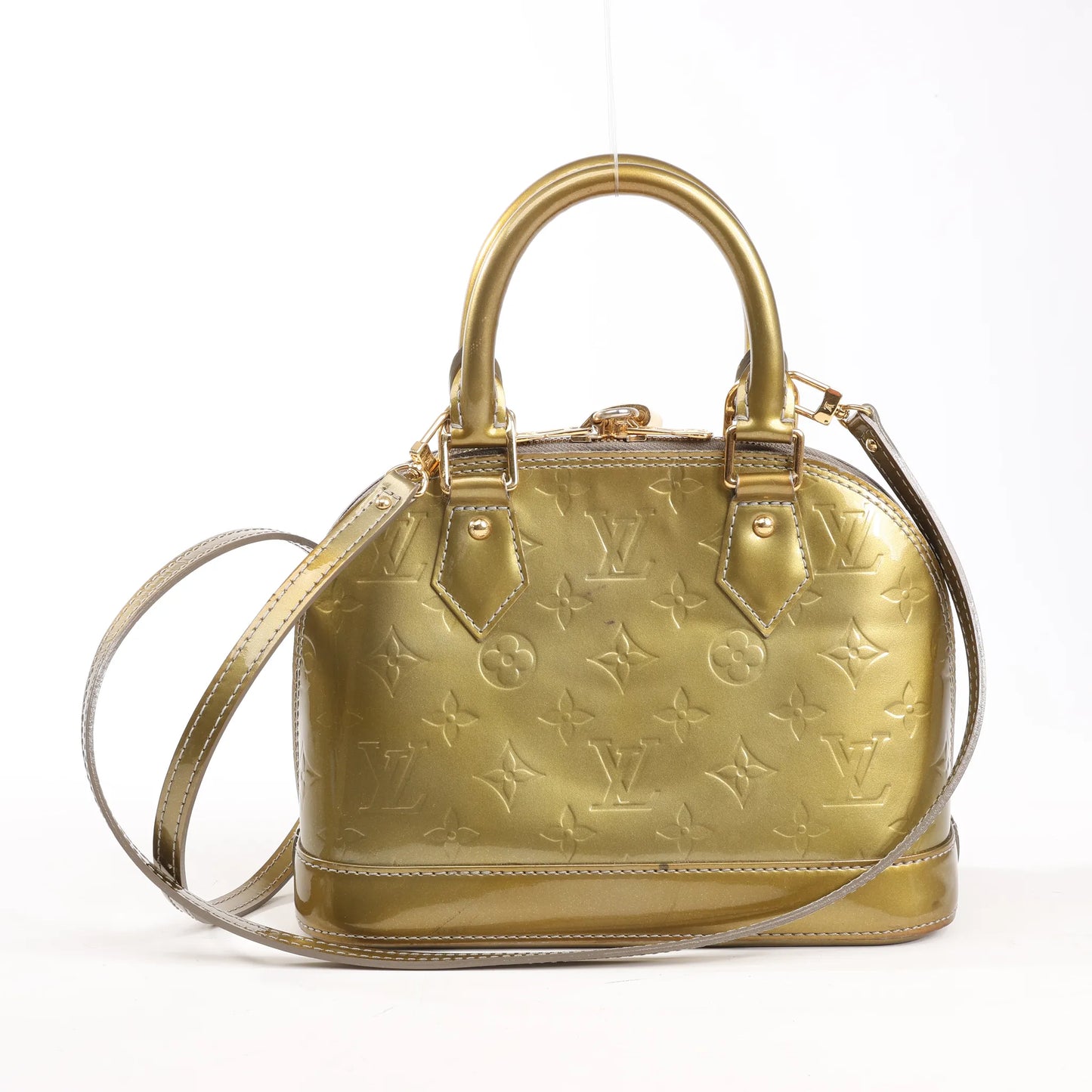 Louis Vuitton Alma BB Monogram Vernis 2Way Handbag in Gold M91677