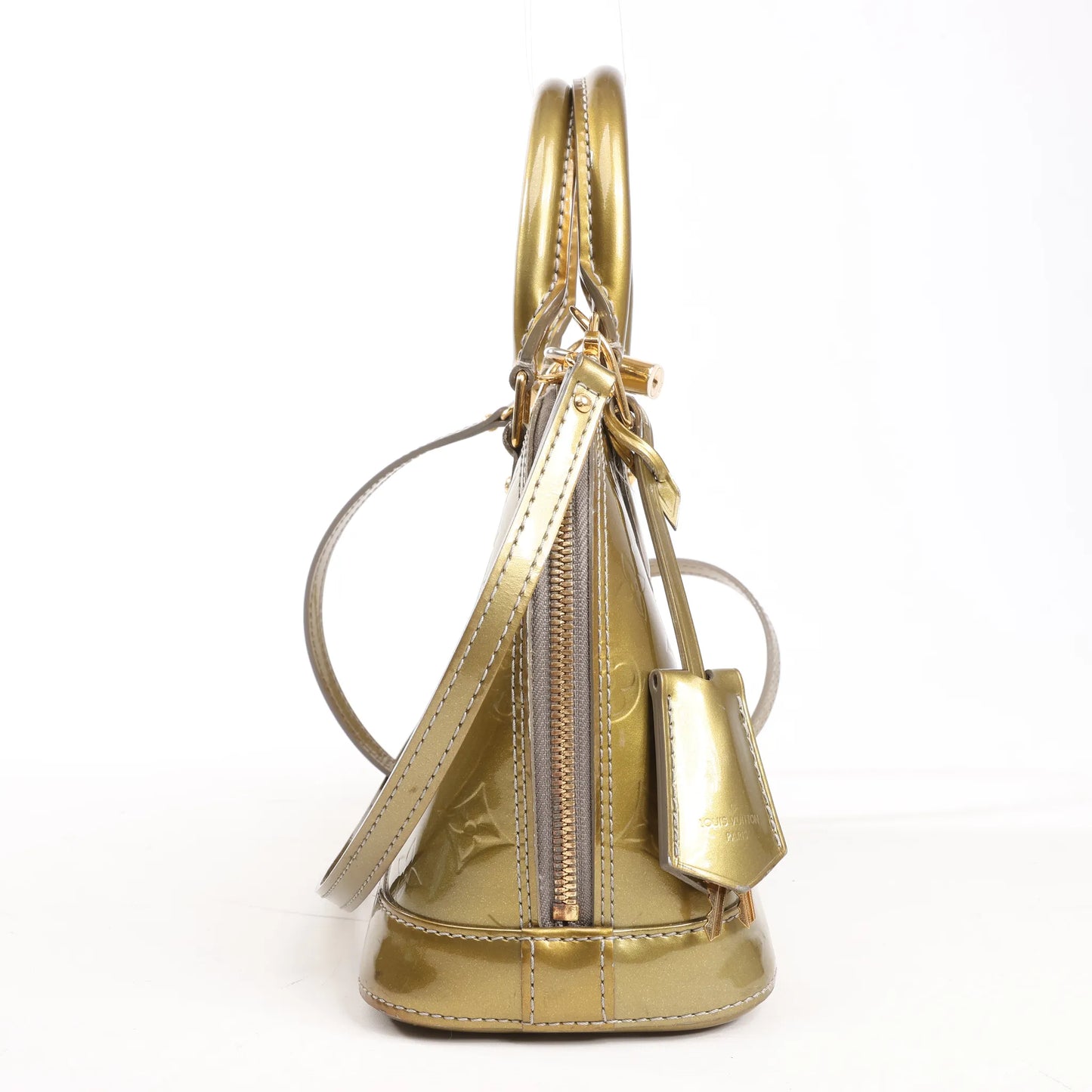Louis Vuitton Alma BB Monogram Vernis 2Way Handbag in Gold M91677