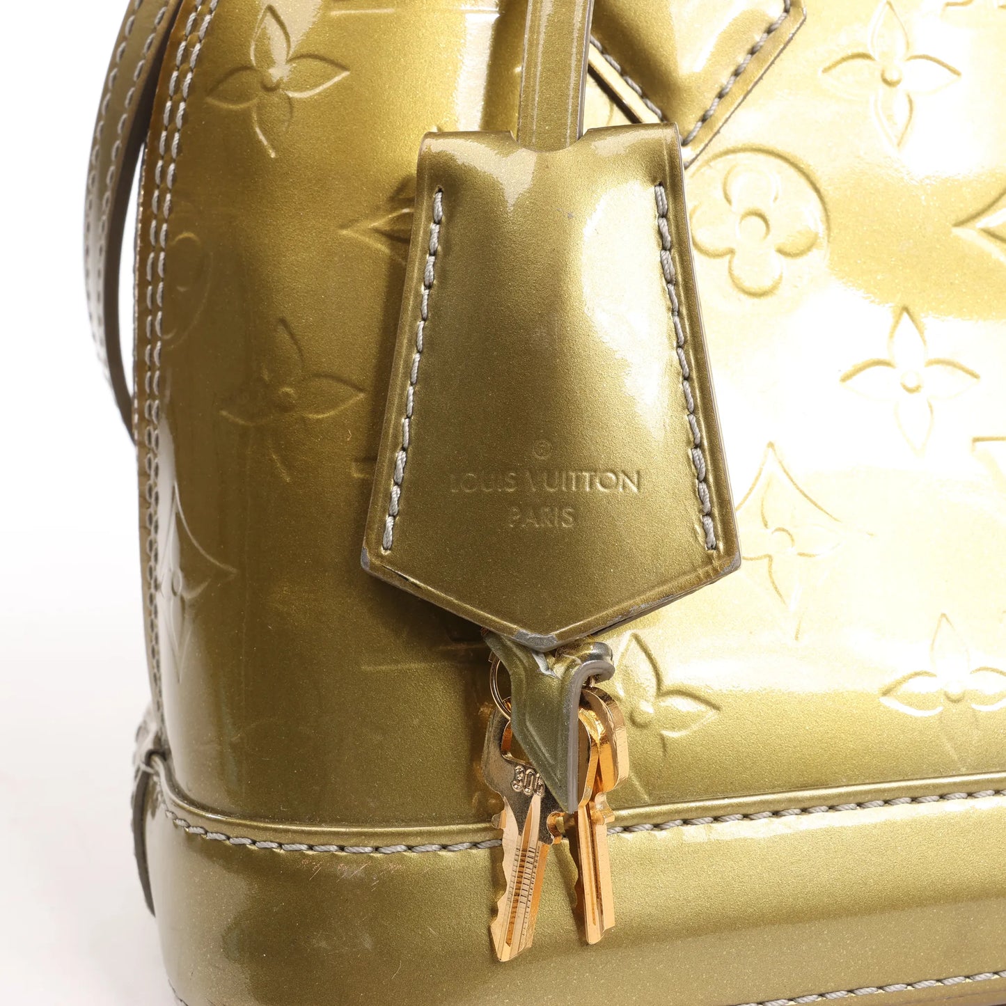 Louis Vuitton Alma BB Monogram Vernis 2Way Handbag in Gold M91677