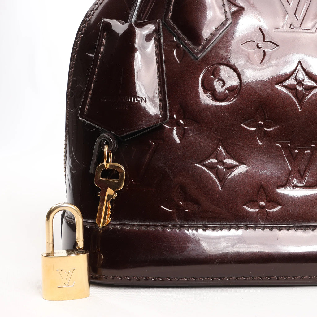Louis Vuitton Alma BB Monogram Vernis Leather Handbag in Dark Purple M91678