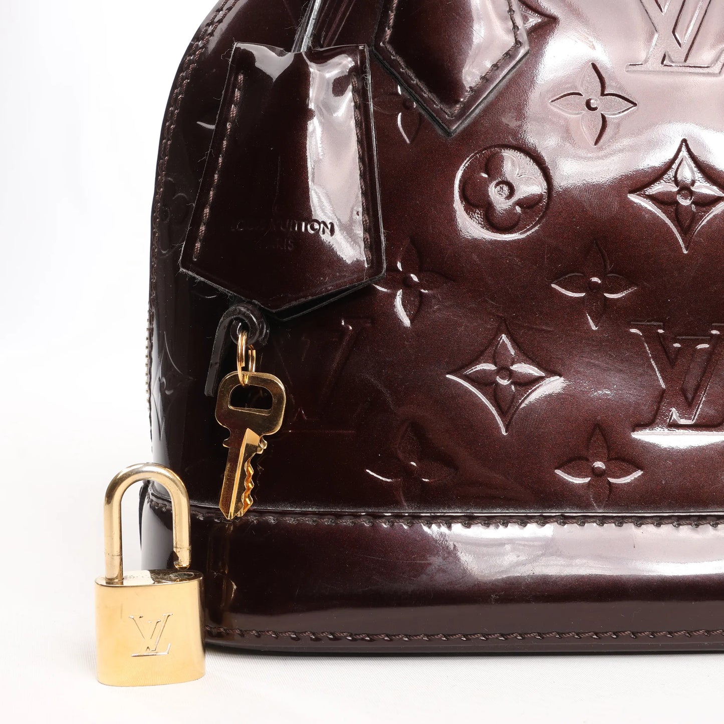 Louis Vuitton Alma BB Monogram Vernis Leather Handbag in Dark Purple M91678