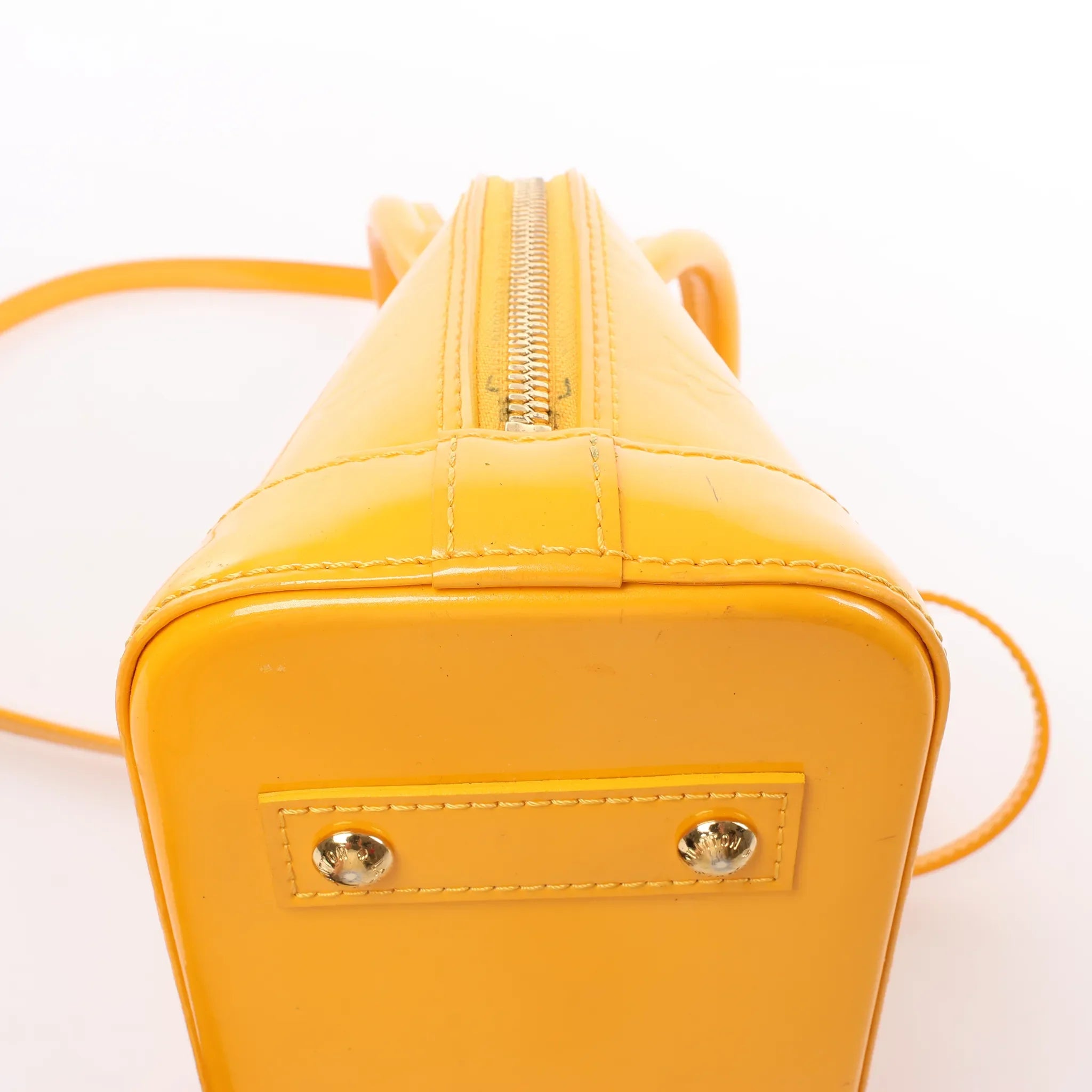 Louis Vuitton Alma BB Monogram Vernis 2Way Handbag in Yellow M91697