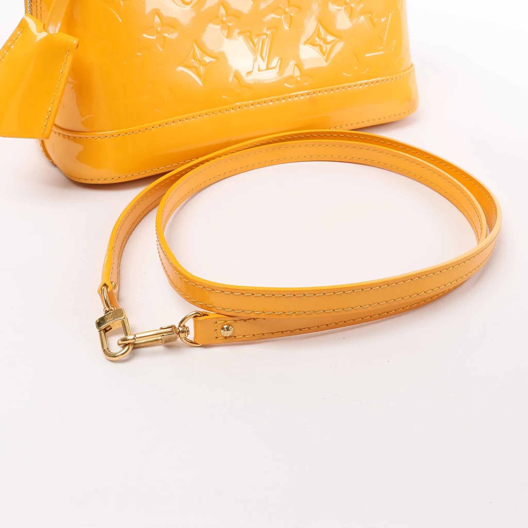 Louis Vuitton Alma BB Monogram Vernis 2Way Handbag in Yellow M91697