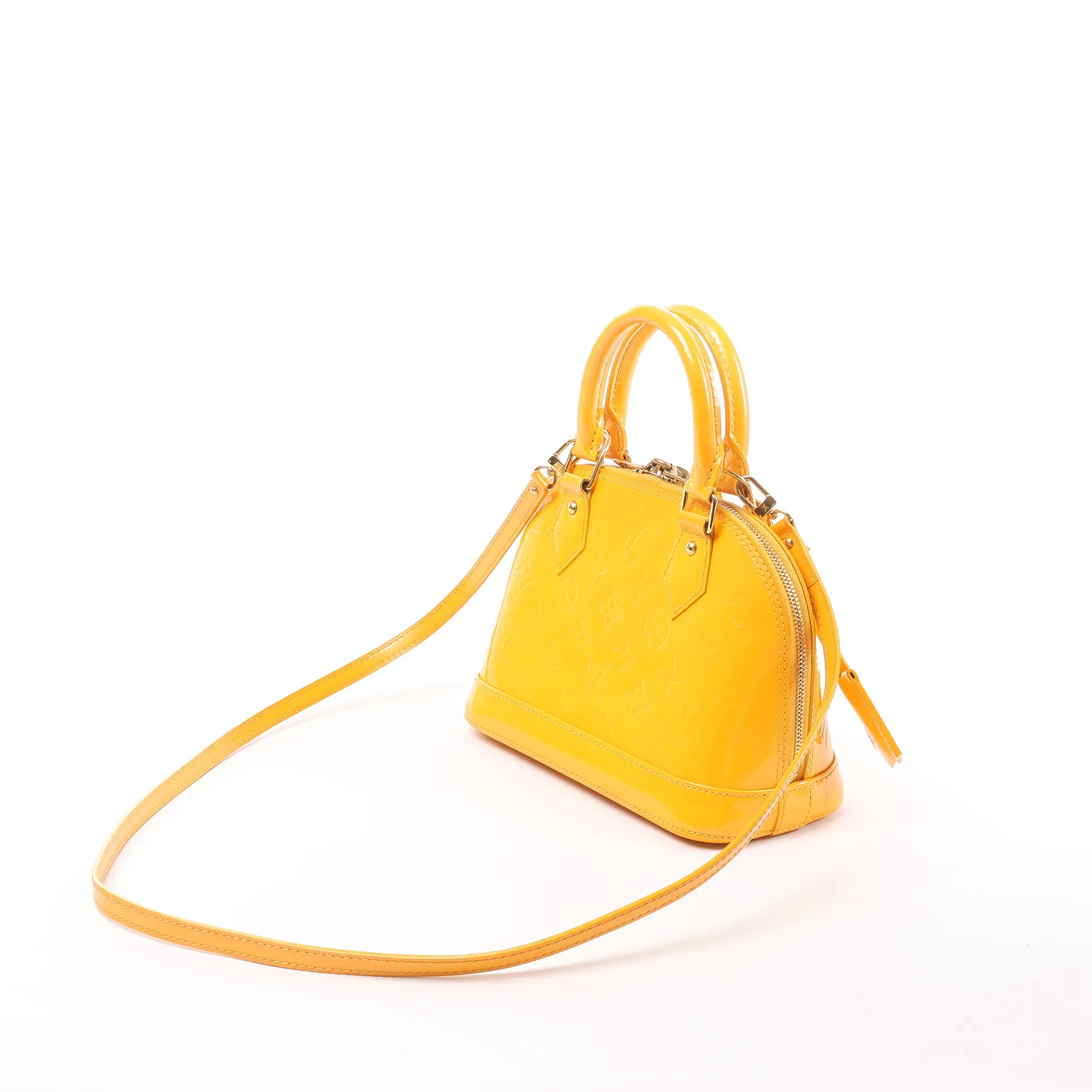 Louis Vuitton Alma BB Monogram Vernis 2Way Handbag in Yellow M91697