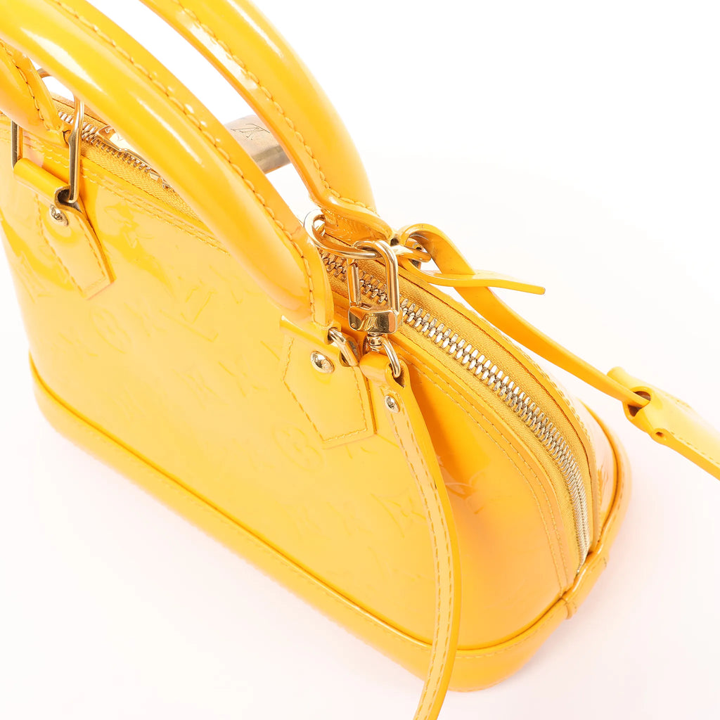 Louis Vuitton Alma BB Monogram Vernis 2Way Handbag in Yellow M91697