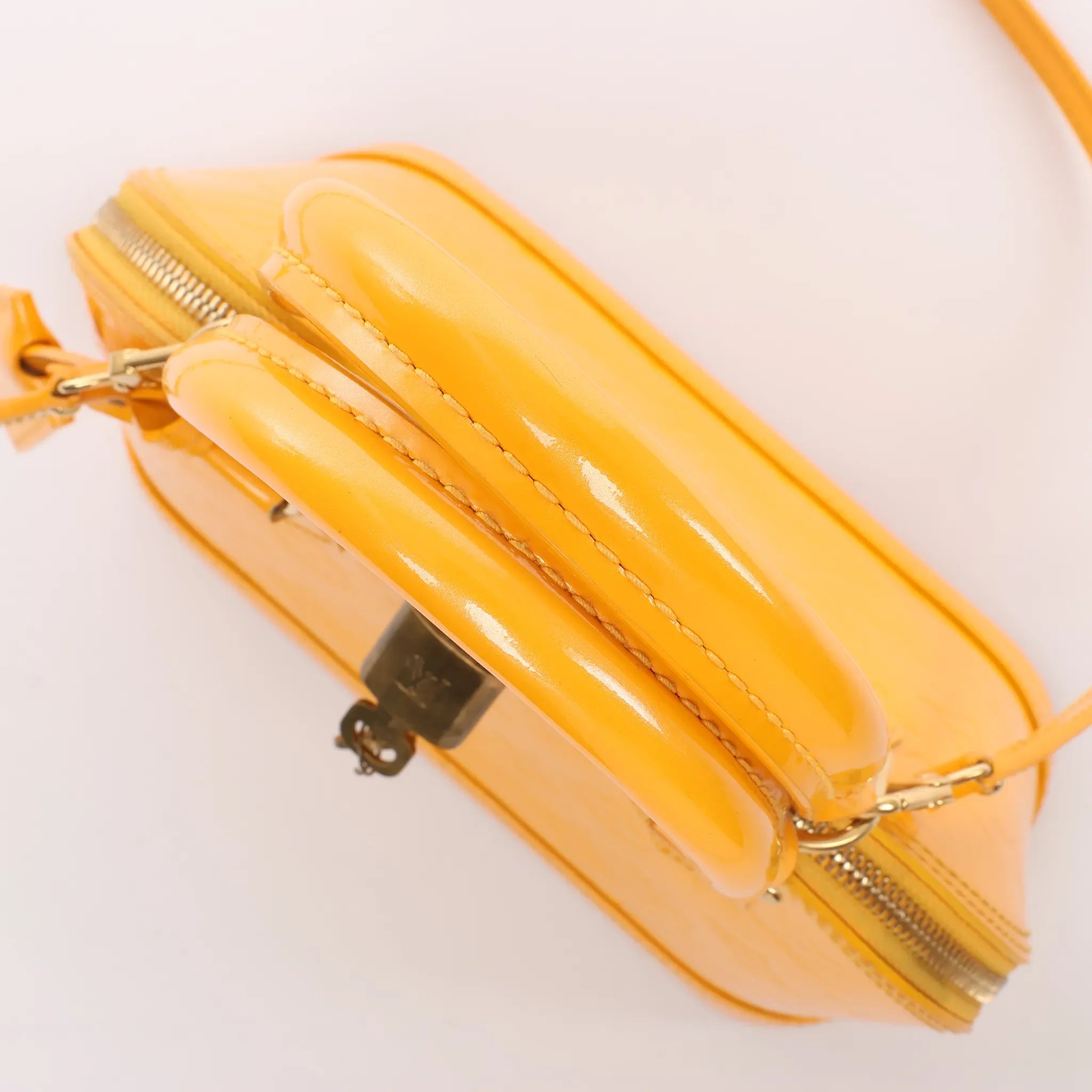 Louis Vuitton Alma BB Monogram Vernis 2Way Handbag in Yellow M91697