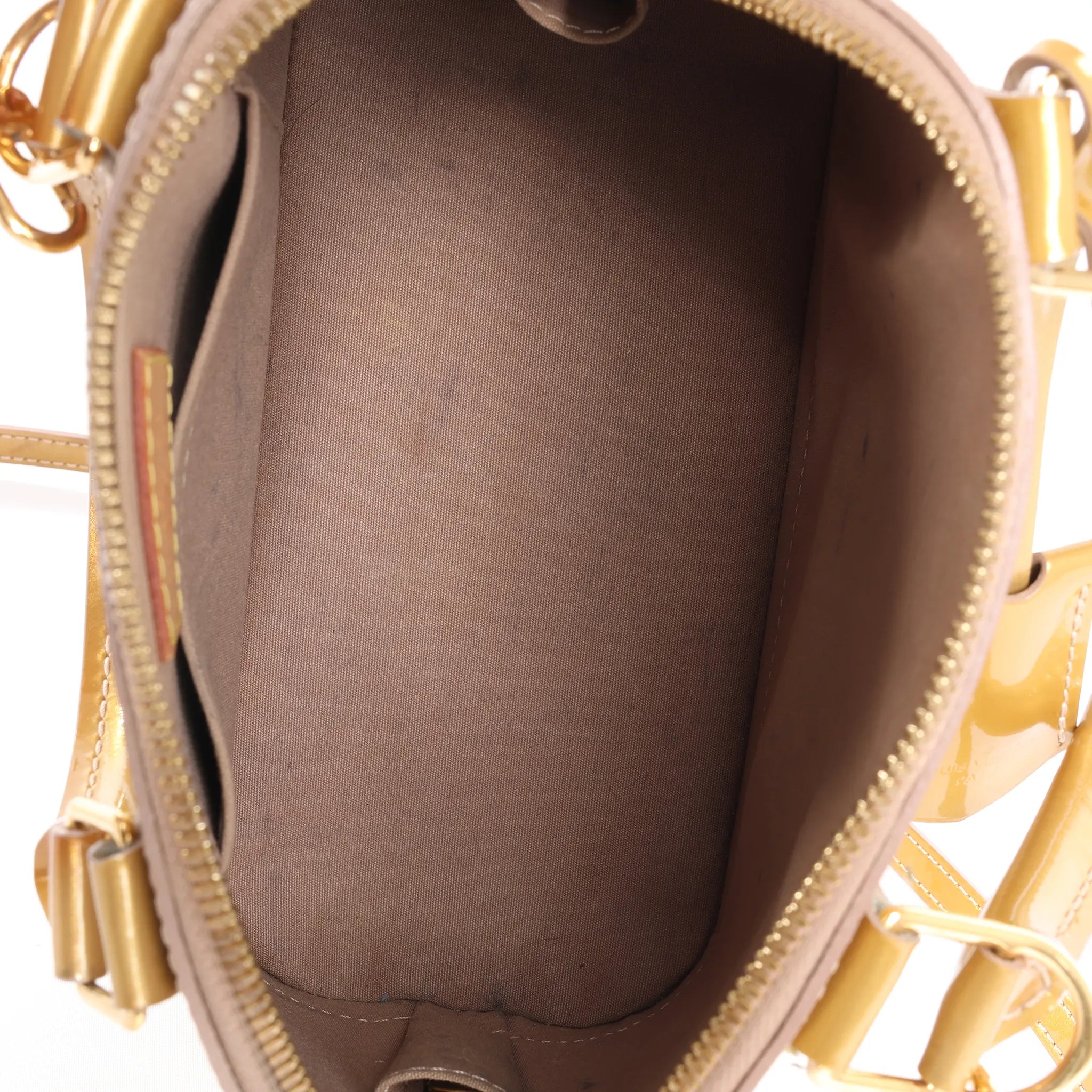 Louis Vuitton Alma BB Monogram Vernis 2Way Handbag in Gold M91752