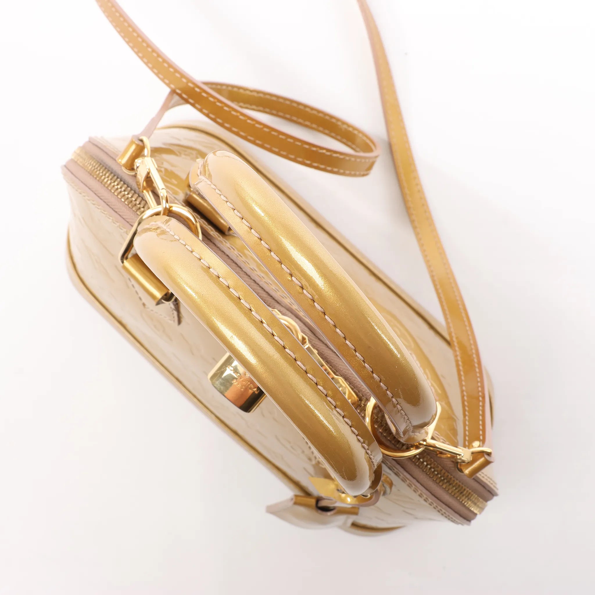 Louis Vuitton Alma BB Monogram Vernis 2Way Handbag in Gold M91752