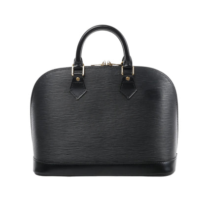 Louis Vuitton Alma handbag M40302 in textured black Epi leather with dual rolled handles, gold-tone hardware, and structured dome-shaped silhouette against a white background.