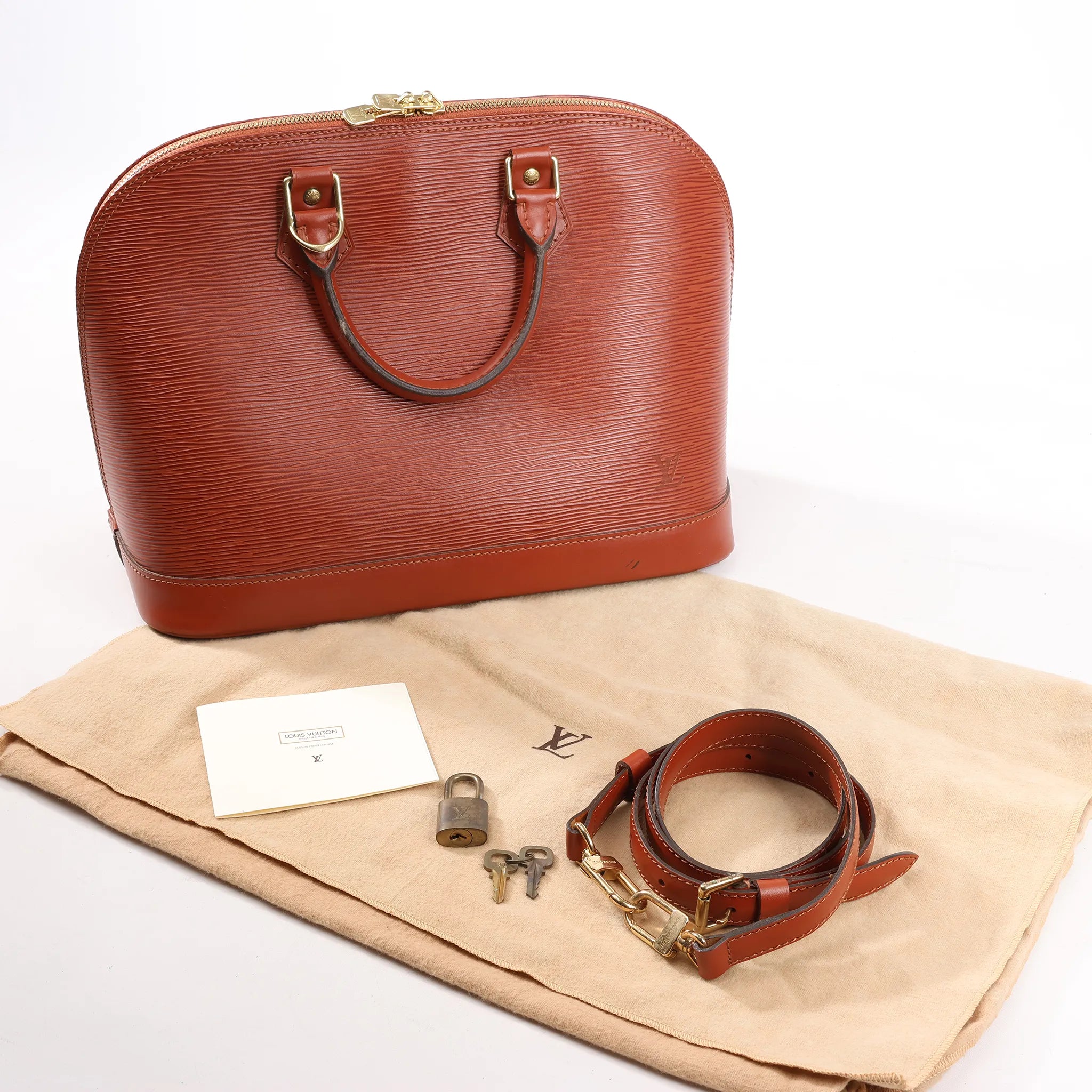 Louis Vuitton Epi Leather Alma PM 2Way Handbag in Brown M52143