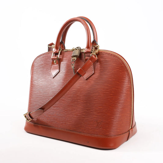 Louis Vuitton Epi Leather Alma PM 2Way Handbag in Brown M52143