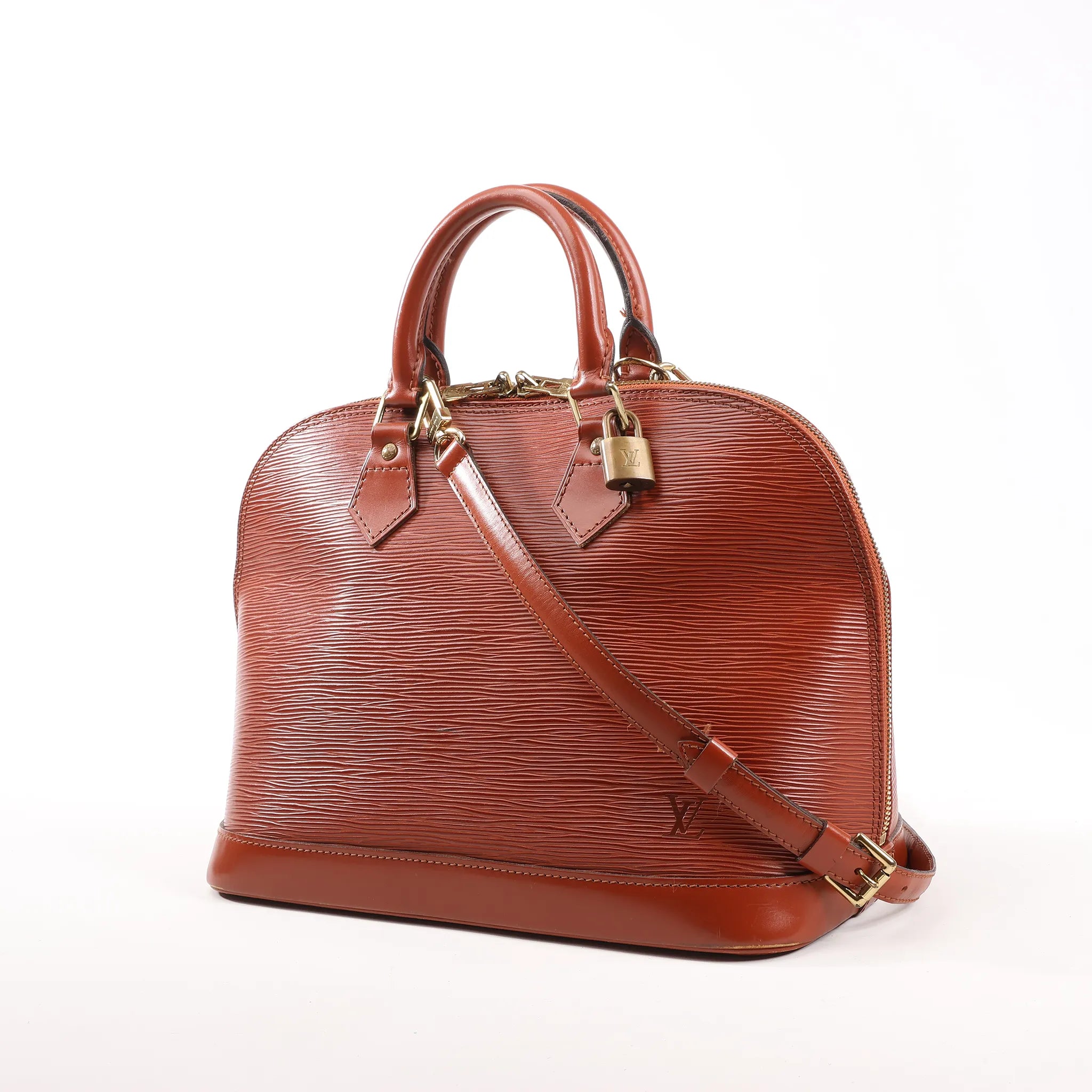 Louis Vuitton Epi Leather Alma PM 2Way Handbag in Brown M52143