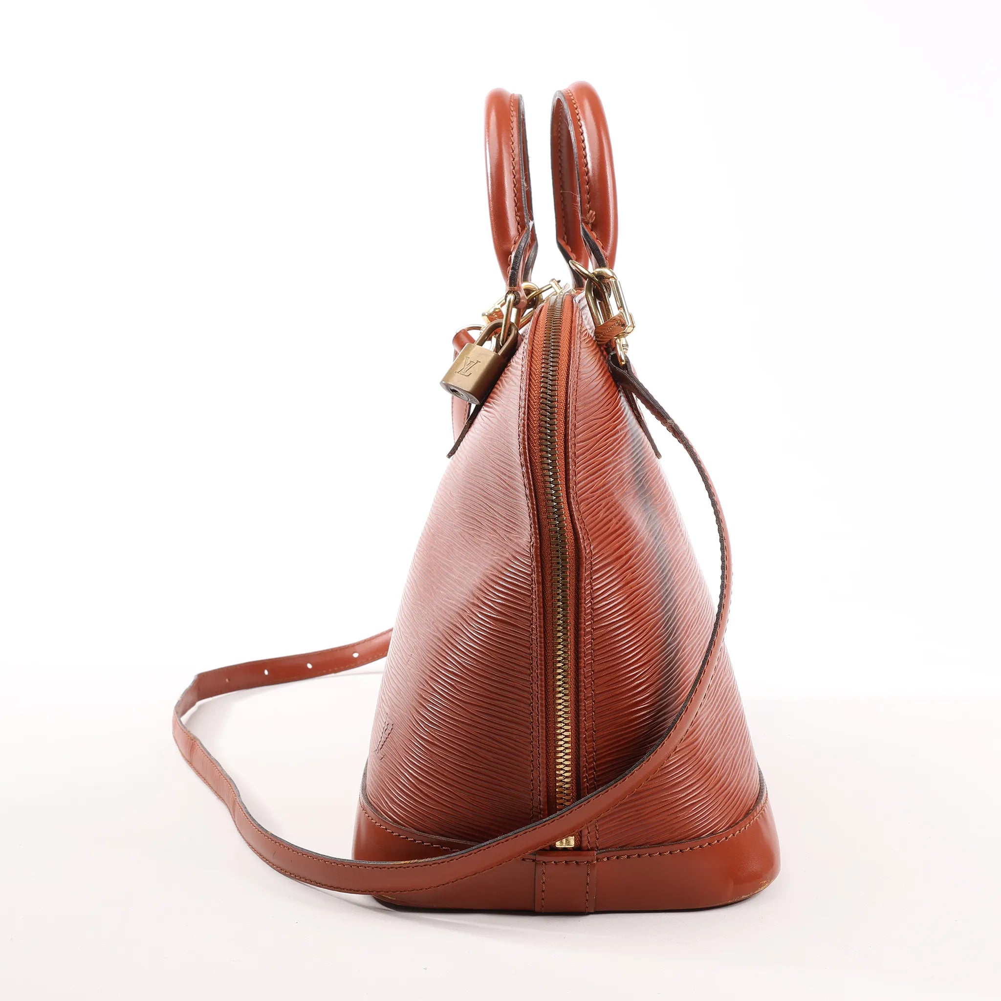 Louis Vuitton Epi Leather Alma PM 2Way Handbag in Brown M52143