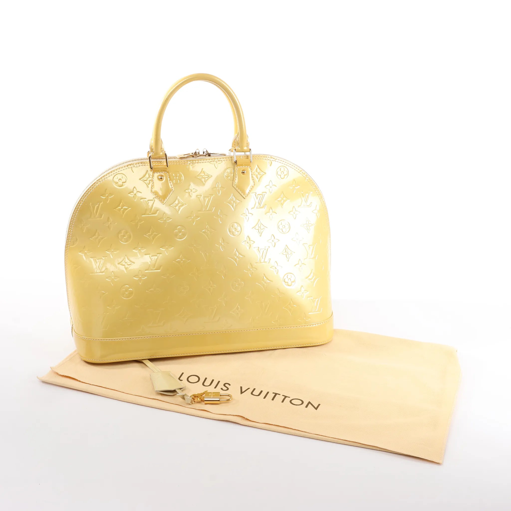 Louis Vuitton Alma GM Vernis Leather Handbag in Yellow M91450
