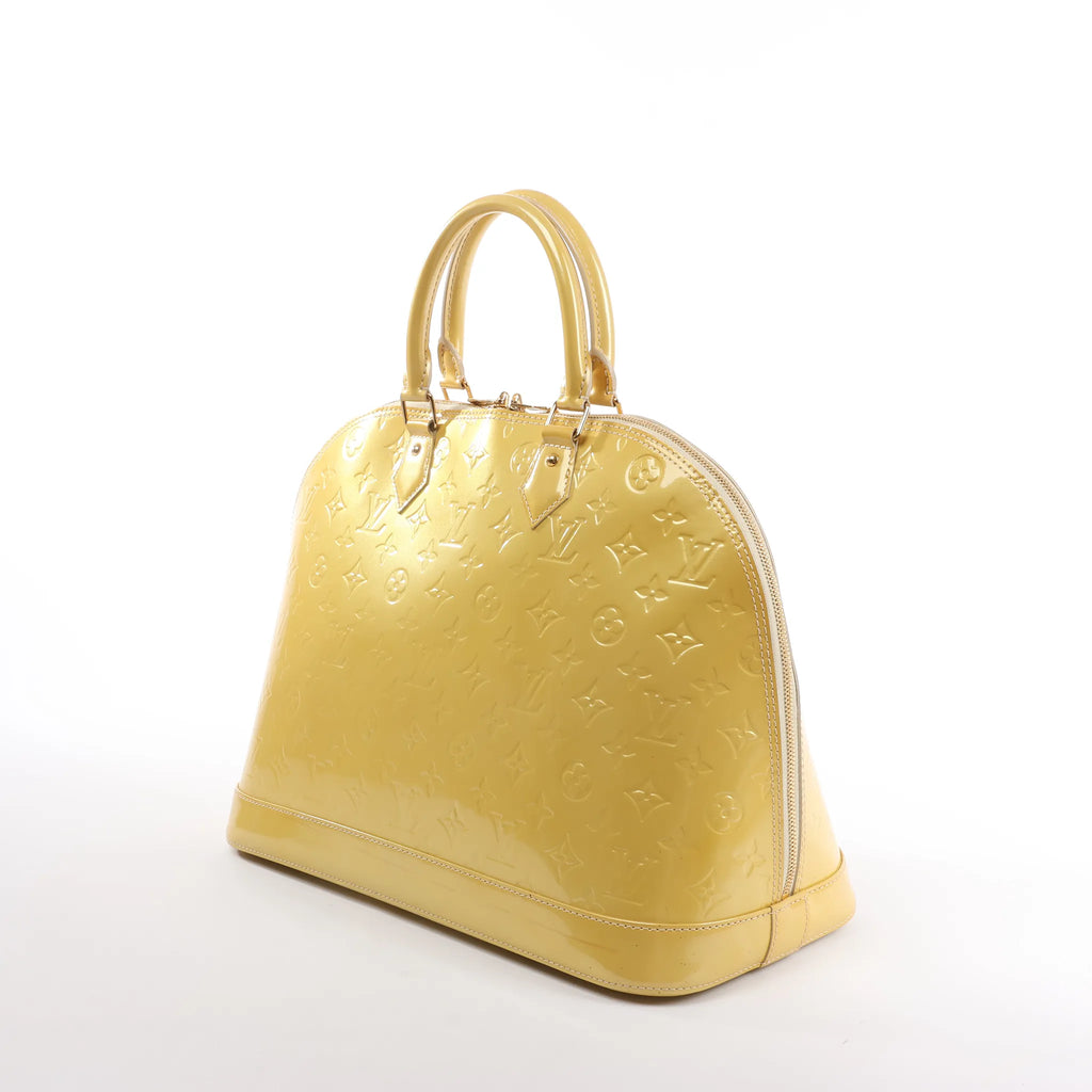 Louis Vuitton Alma GM Vernis Leather Handbag in Yellow M91450