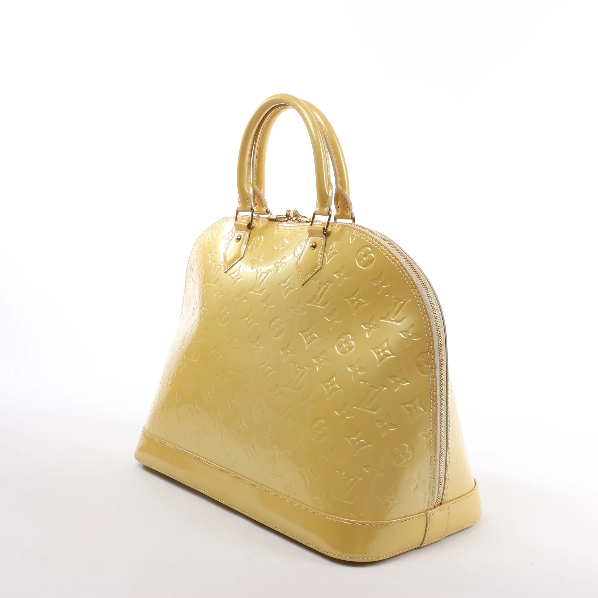 Louis Vuitton Alma GM Vernis Leather Handbag in Yellow M91450