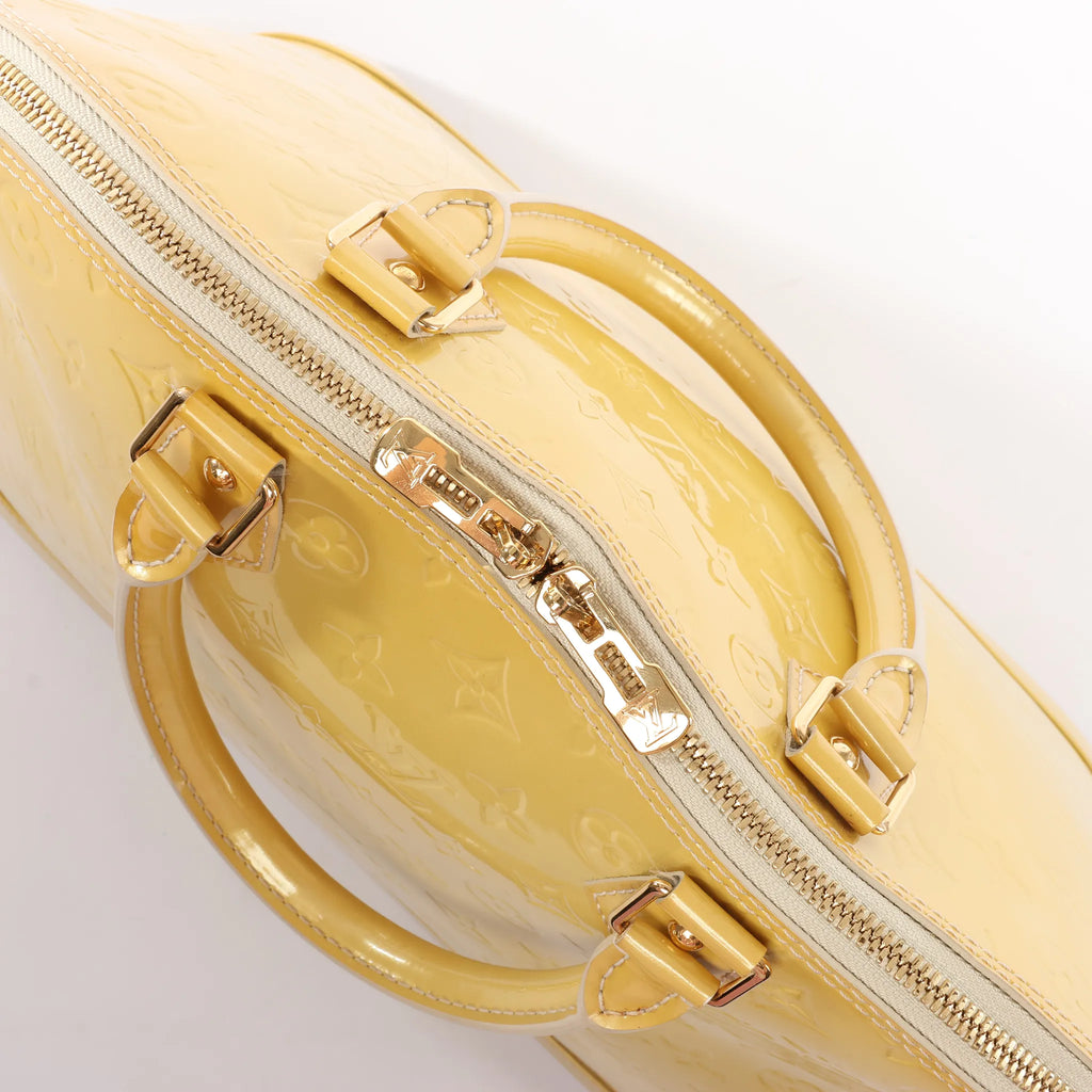 Louis Vuitton Alma GM Vernis Leather Handbag in Yellow M91450