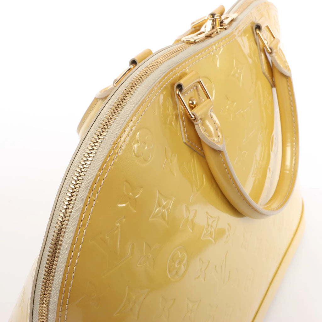 Louis Vuitton Alma GM Vernis Leather Handbag in Yellow M91450