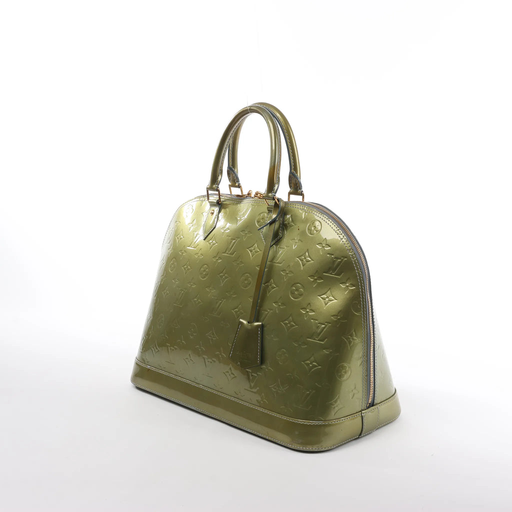 Louis Vuitton Alma GM Vernis Leather Handbag in Green M91558