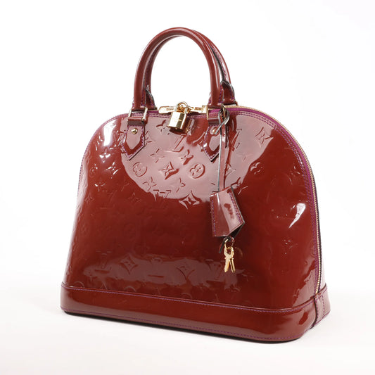 Louis Vuitton Alma GM Vernis Handbag in Burgundy M93594