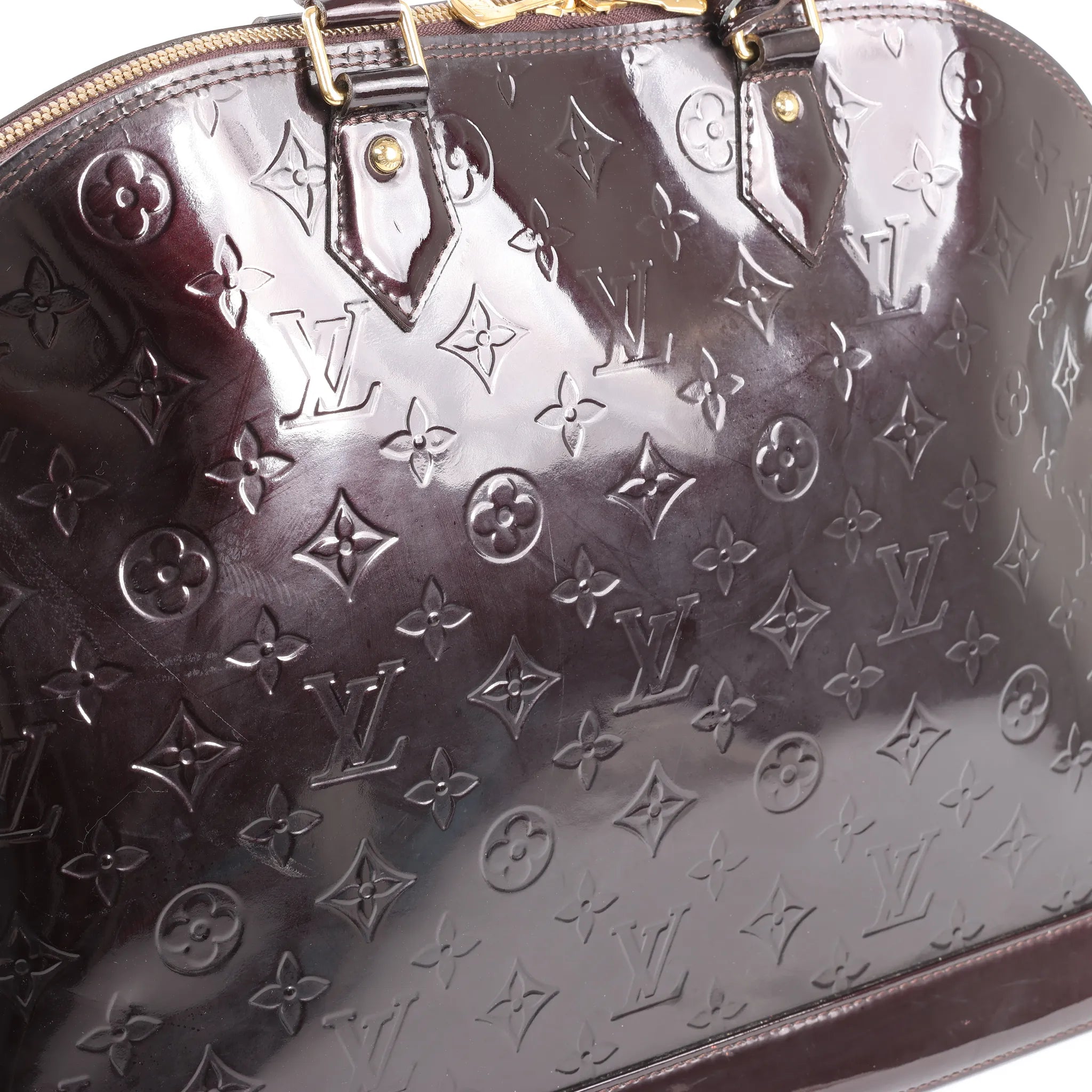Louis Vuitton Alma GM Vernis Leather Handbag in Burgundy M93595