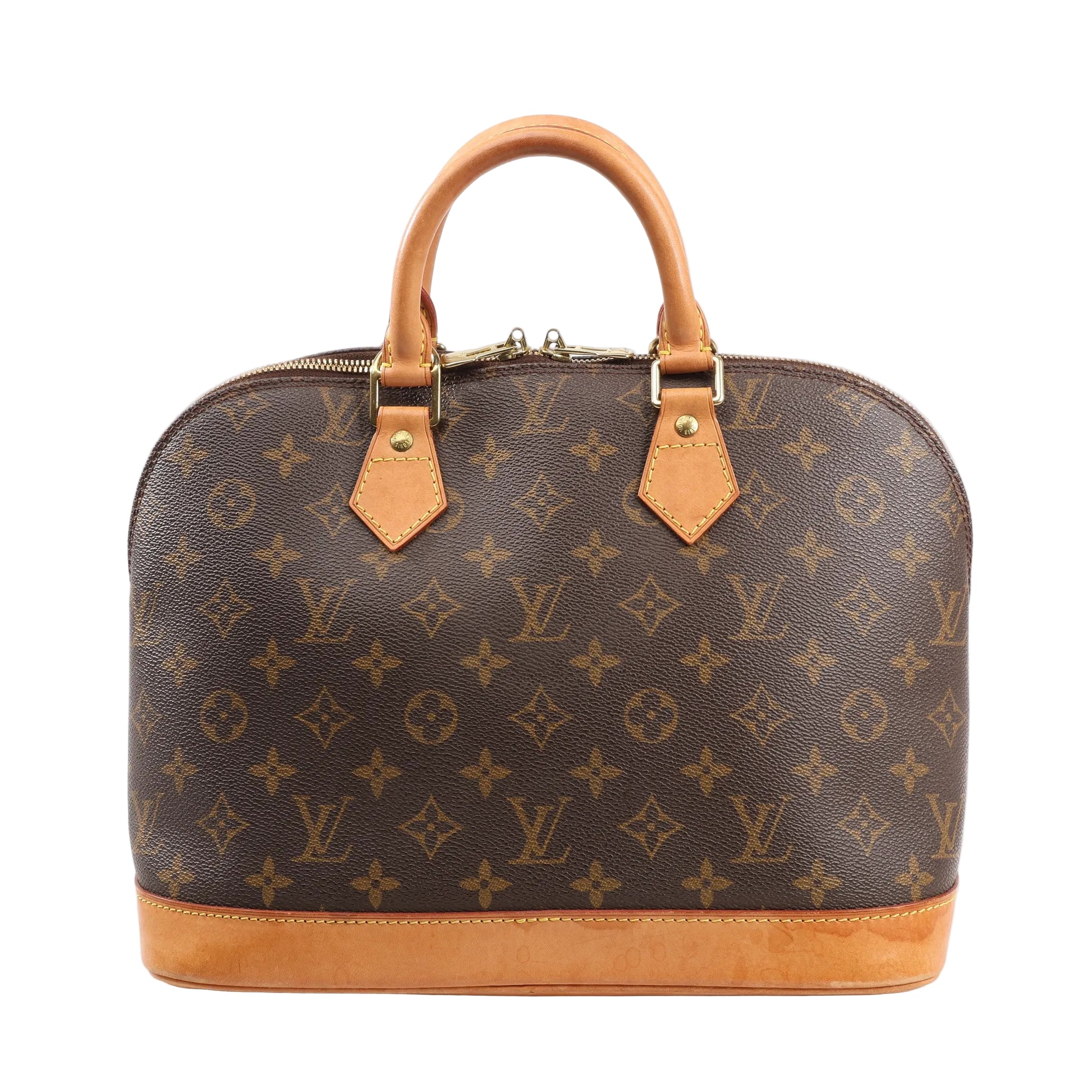 Louis Vuitton Alma PM handbag in monogram canvas with leather trim and top handles, style M51130.