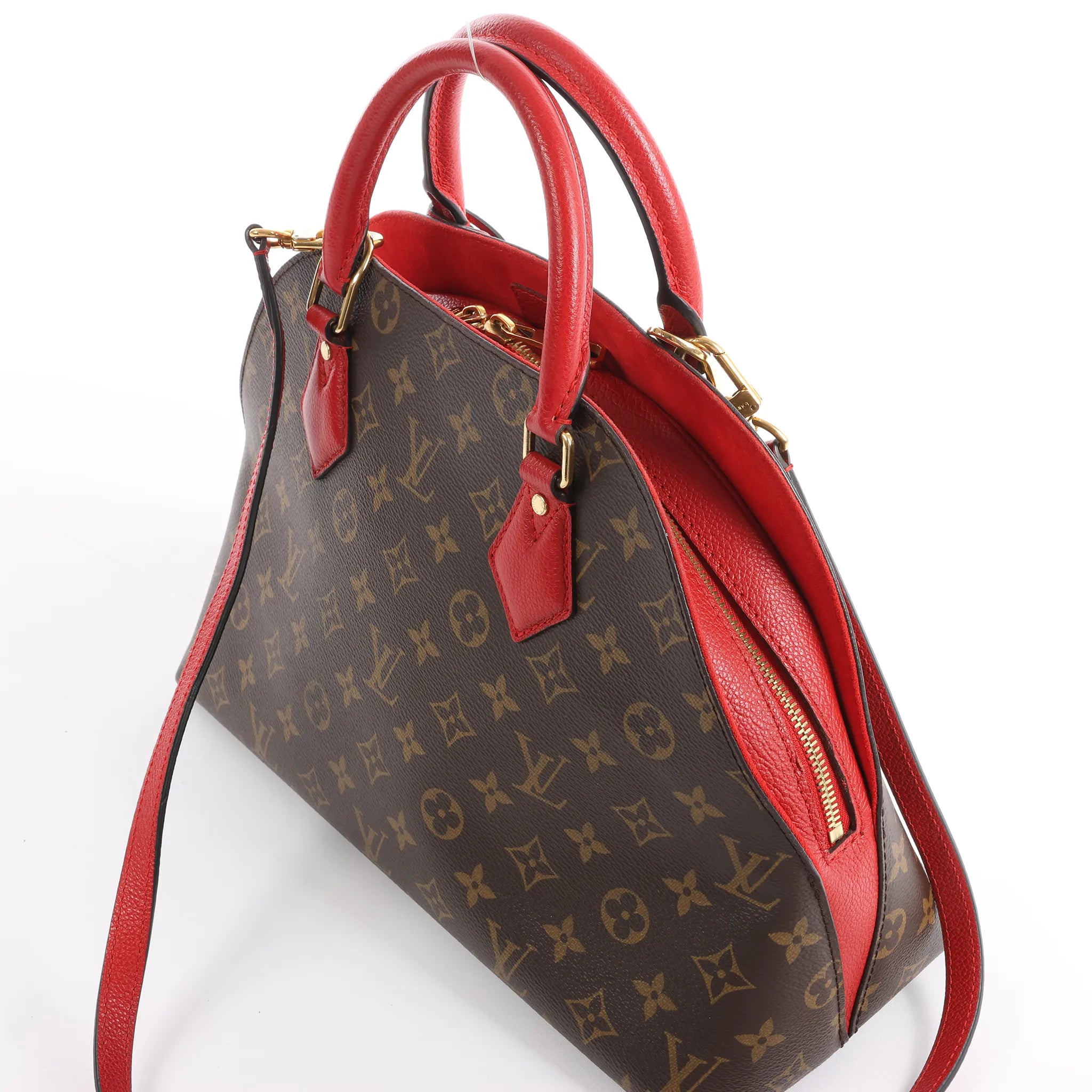 Louis Vuitton Alma B'N'B Monogram Canvas 2Way Handbag in Brown x Red M41779