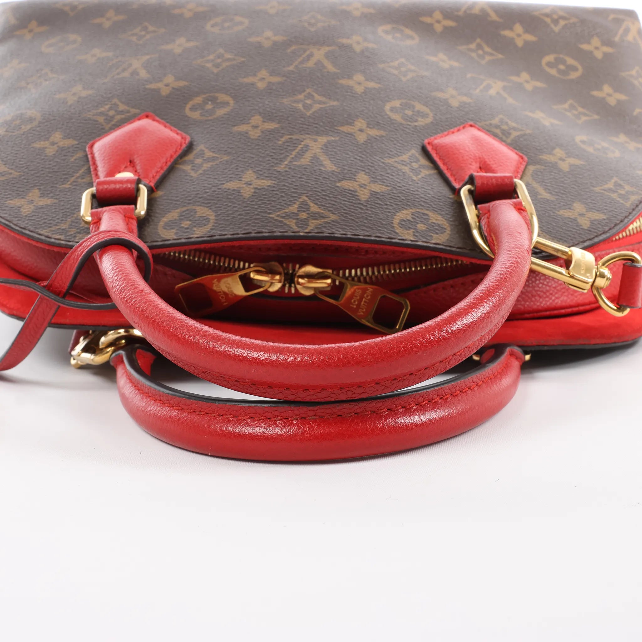 Louis Vuitton Alma B'N'B Monogram Canvas 2Way Handbag in Brown x Red M41779