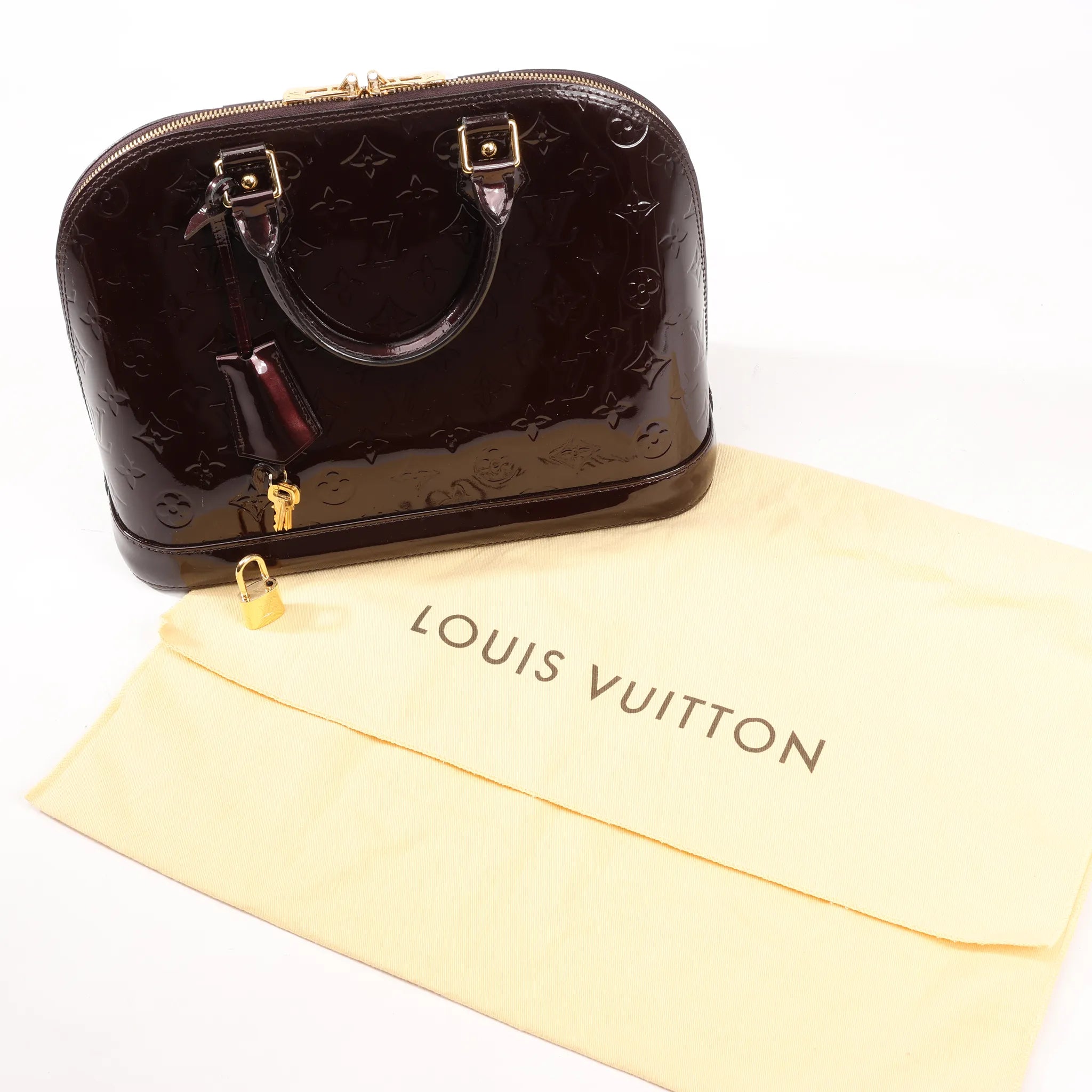 Louis Vuitton Vernis Alma PM Handbag in Amarante M91611