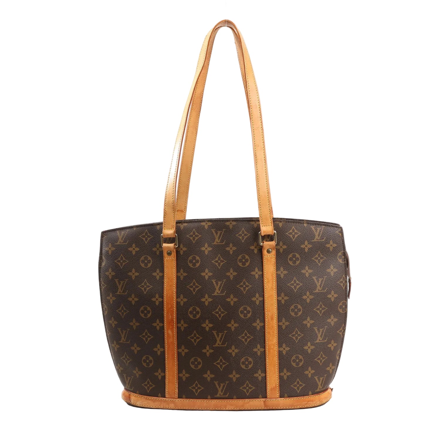 Louis Vuitton Babylone Classic shoulder bag in brown Monogram Canvas with natural leather trim and dual long leather straps, featuring the iconic LV monogram pattern.