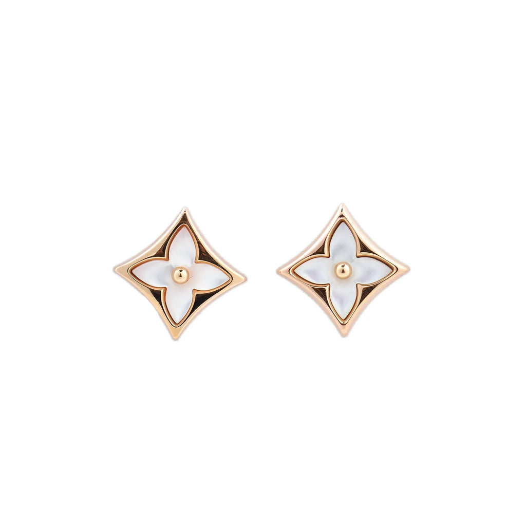 Louis Vuitton Blossom Puz Star Nakre Shells Earrings 750(PG) 3.7g 464622 A08710
