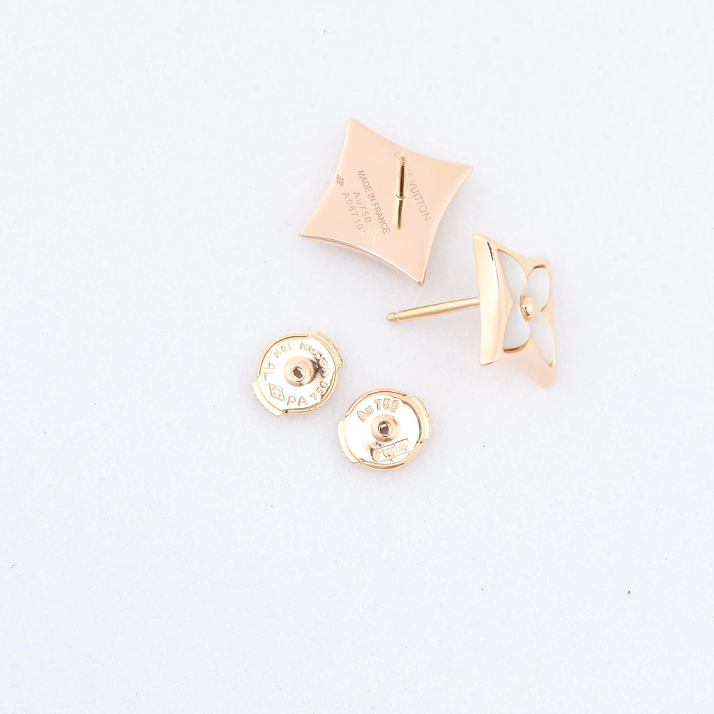 Louis Vuitton Blossom Puz Star Nakre Shells Earrings 750(PG) 3.7g 464622 A08710