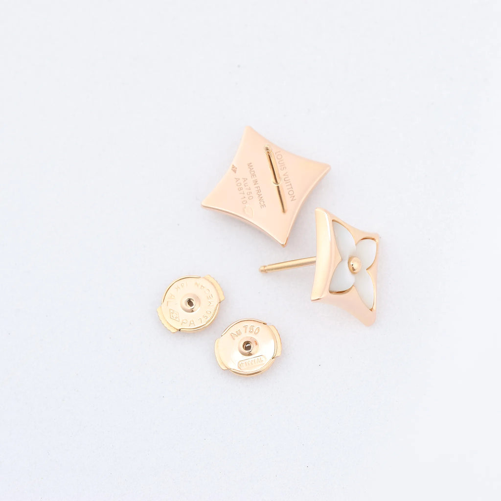 Louis Vuitton Blossom Puz Star Nakre Shells Earrings 750(PG) 3.7g 464622 A08710