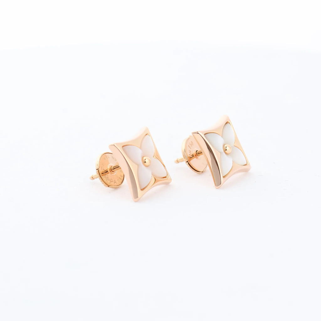 Louis Vuitton Blossom Puz Star Nakre Shells Earrings 750(PG) 3.7g 464622 A08710